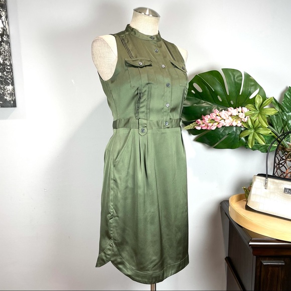 Banana Republic green olive cargo dress 0P Petite - Picture 2 of 12